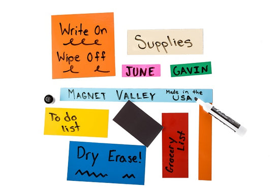1/2" x 4" Dry Erase Magnetic Shelf Labels White and Colors